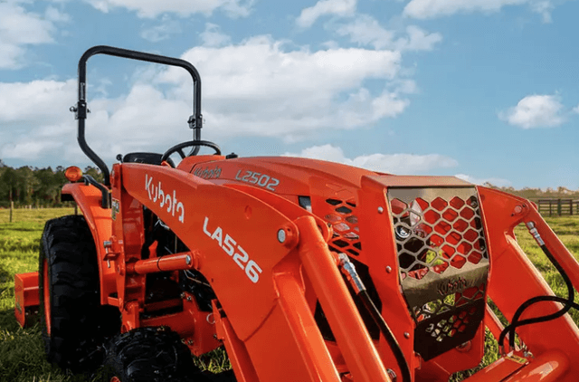 Closeup shot of a Kubota tractor