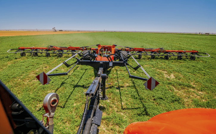 Close up of rear farm implement