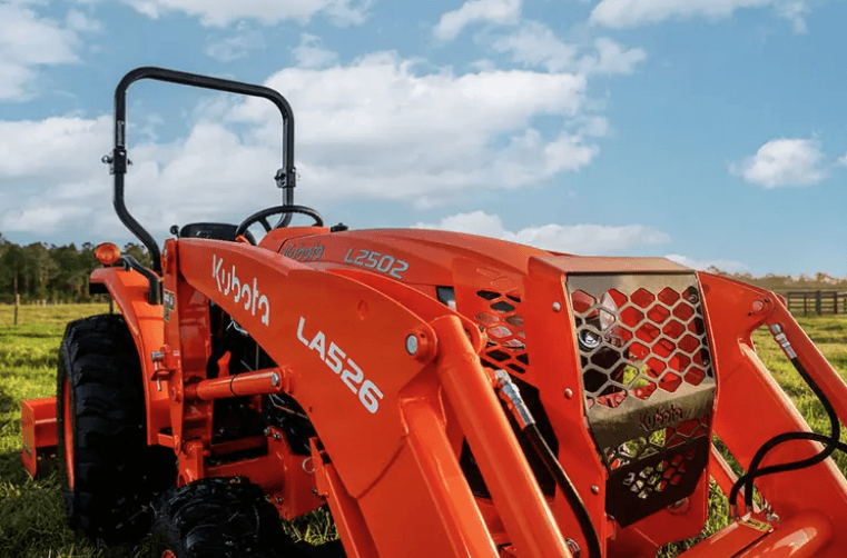 Closeup shot of a Kubota tractor